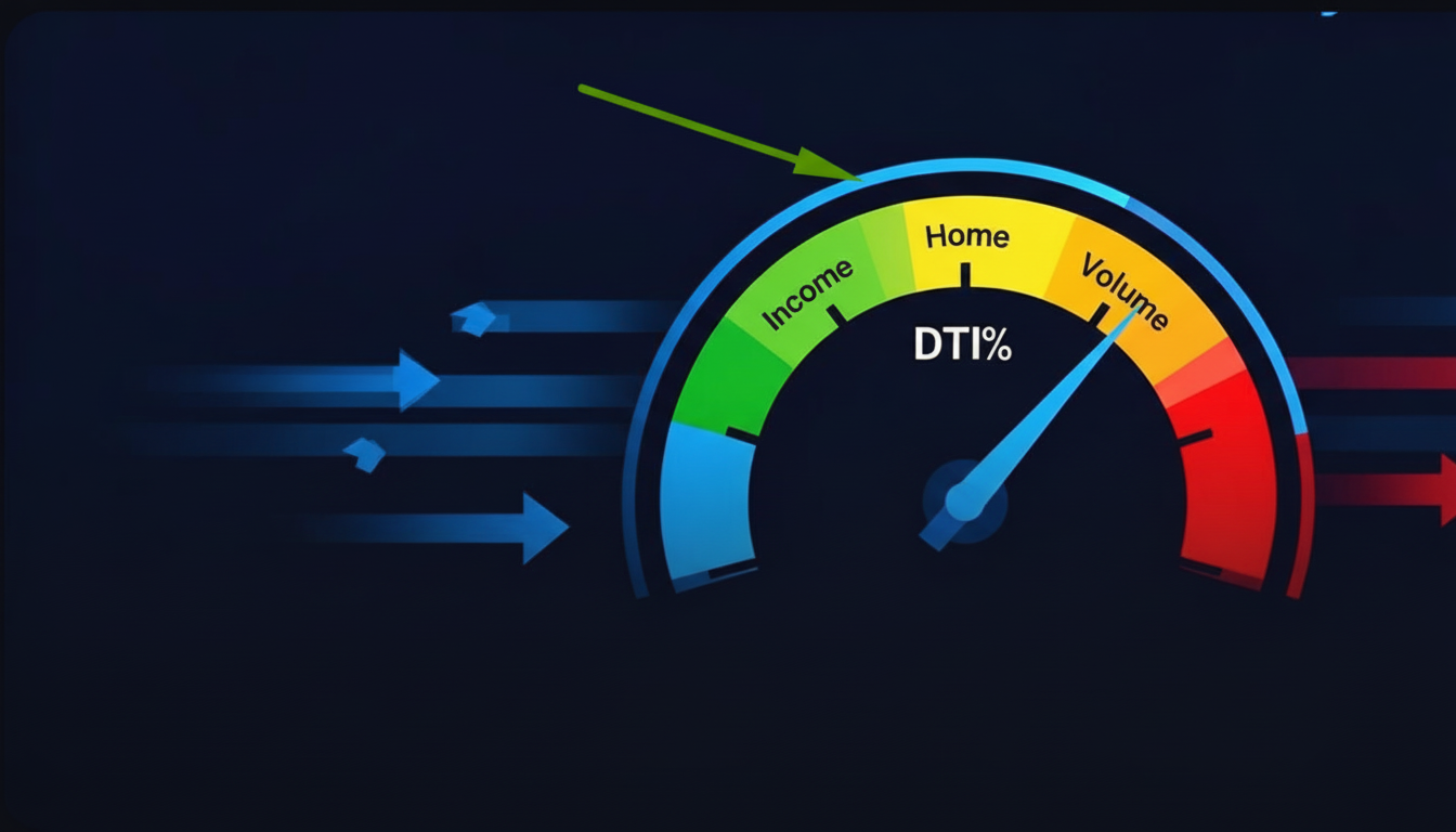 Debt-to-income ratio calculator with DTI gauge showing healthy, moderate, and high zones for Canadian lender requirements
